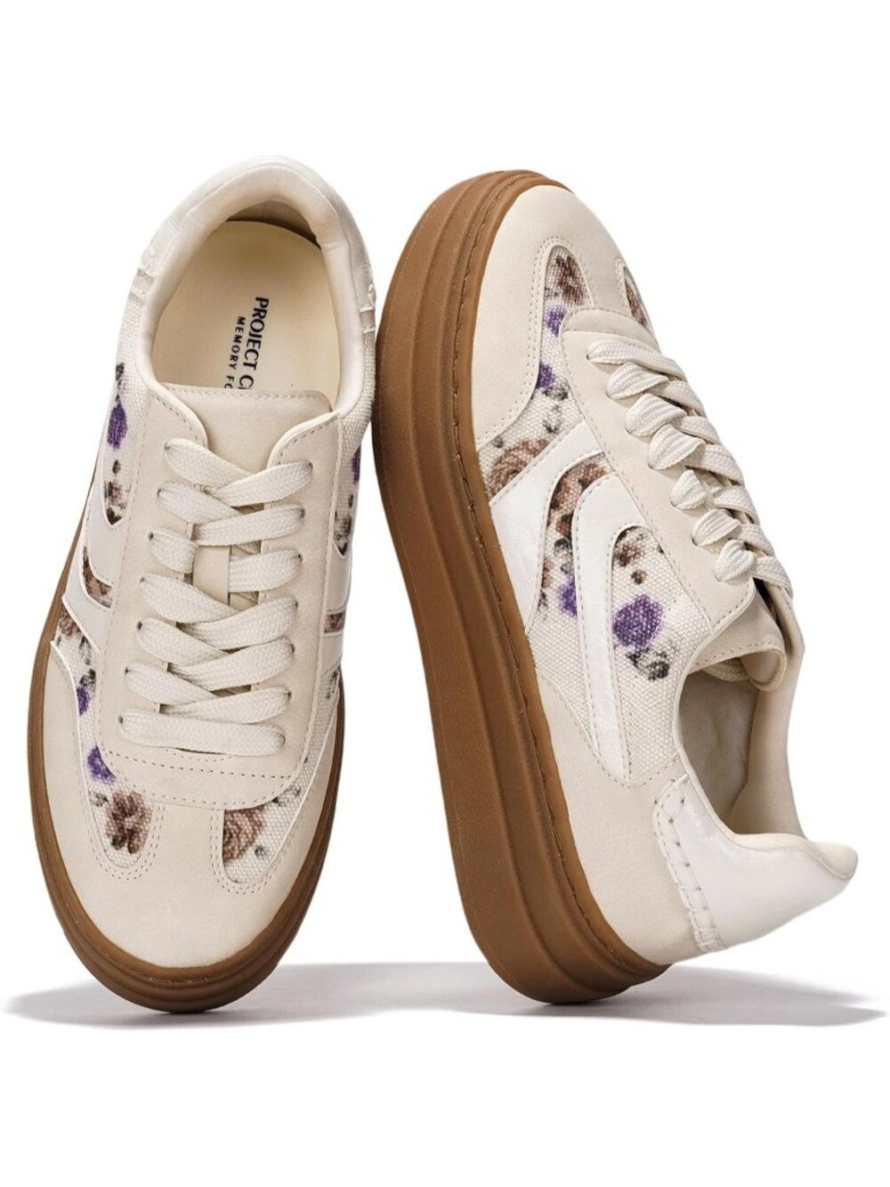 Project Cloud Women's Cream Closed Toe Footwear Memory Foam Insole Sneakers
